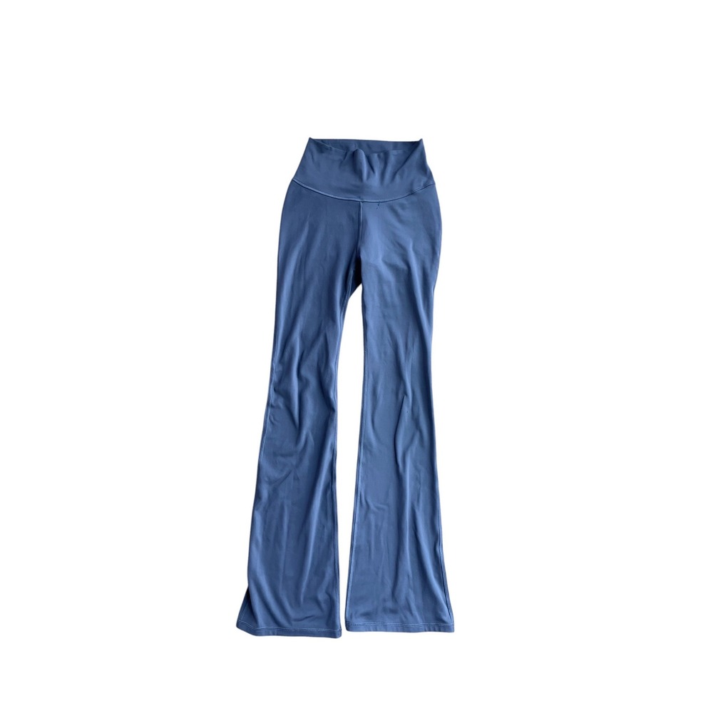 Adidas Womens High Waisted Flare Leggings Muted Blue Grey Yoga Pants 31 Inseam